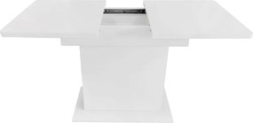 Zestaw jadalny ze stołem i 6 krzesłami - stół rozkładany z miejscem do przechowywania + 6 krzeseł na metalowych nogach - płyta wiórowa - biały