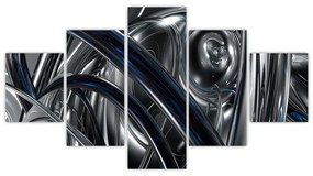 Obraz szarej abstrakcji z niebieskim (125x70 cm)