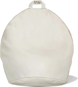 Duża miękka pufa z jasnego materiału z cynamonową lamówką BINI SOFT CINNAMON - L