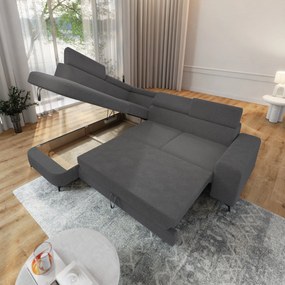 Masseno Narożnik ALVORO z funkcją spania i pojemnikiem na pościel Narozniki L, Rozkładana sofa - Szary, QUELLE 92