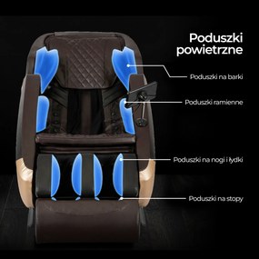 Fotel Masujący QX ULTRA PRO Wypoczynkowy Relaksacyjny Brązowy Ekoskóra Nowoczesny