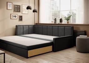 Sofa rozkładana z funkcją spania FULGEO czarna/szara lewa ELTAP