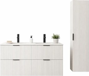 Biały łazienkowy komplet z podwójną szafką pod umywalkę F4-T65