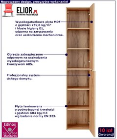 Podwieszany słupek łazienkowy - Lunios 2X Dąb