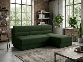 Rozkładana obustronna sofa narożna do L TAVERO 201x140 cm, ciemnozielona