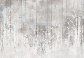 Fototapeta - Łąka na drewnie (196x136 cm)