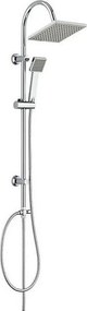 Kolumna prysznicowa bez baterii Soto chromowana, okrągła głowica 20 cm antywapienna, kwadratowa słuchawka, wąż stalowy podwójne zaciski, wysokość 130 cm