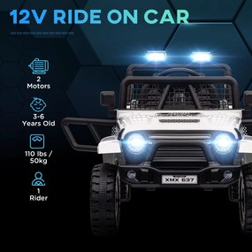 AIYAPLAY Elektryczny samochód dla dzieci z łagodnym zawieszeniem, sterowalny zdalnie, LED, klakson, 12V silniki, z tworzywa sztucznego i metalu, Biały