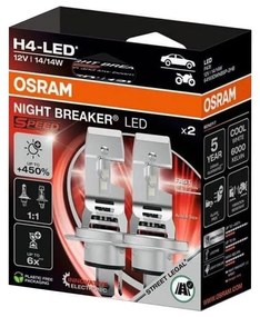 Zestaw 2x żarówek LED NIGHT BREAKER SPEED H4 P43T/14W/12V 6000K - Osram