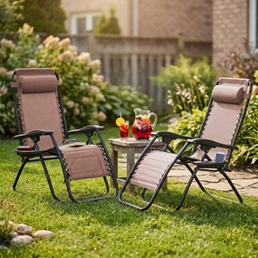 4Home Ogrodowe krzesło leżakowe Relax, brązowy