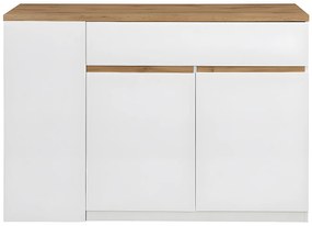 Wyspa kuchenna MEILI z miejscem do przechowywania – kolor biały i dębowy