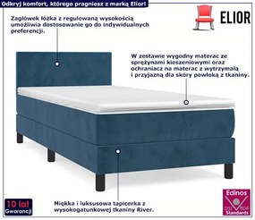Niebieskie łóżko kontynentalne z materacem 90x200 - Lisila 3X