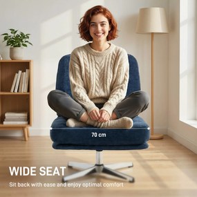 HOMCOM Obrotowy fotel akcentowy, tapicerowany fotel do czytania z tkaniny chenille, szerokie siedzisko, sprężynowe poduszki i metalowe nogi, ciemnoniebieski | Aosom PL