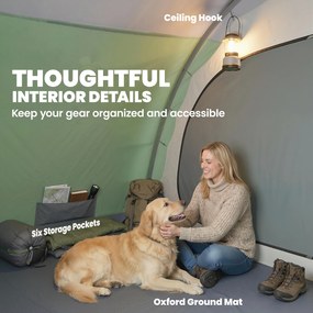 Outsunny Namiot tunelowy 4-osobowy, namiot rodzinny z 2 sypialniami, przedsionek, 4 okna, podłoga, wysokość stojąca, 3000 mm słupa wody | Aosom PL