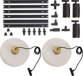 Nowoczesny system szynowy czarny z 2 białymi lampami wiszącymi i 3 reflektorami 1-fazowy - Iconic Jeana Luxe Jina