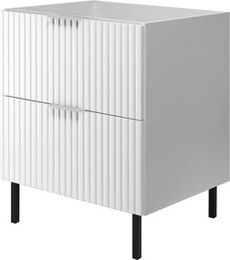 Szafka pod umywalkę, Biały, 60 x 77 x 46 cm, uchwyt srebrny, nogi czarne, bez blatu