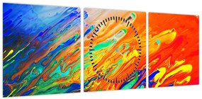 Obraz - Kolorowa abstrakcja (z zegarem) (90x30 cm)