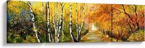 Obraz - Romantyczna aleja wzdłuż wody, obraz olejny (170x50 cm)