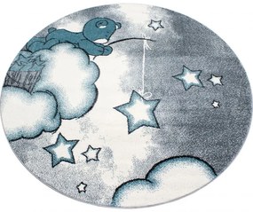 Dywan dziecięcy Kids Miś szaro-niebieski 120 cm x 120 cm koło