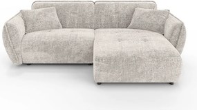 Beżowy narożnik z tkaniny szenilowej (prawostronny/z szezlongiem) Nelia – Ropez