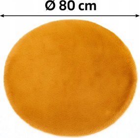 Dywanik Musztardowy Futrzany FI 80cm Puszysty Dekoracyjny Antypoślizgowy