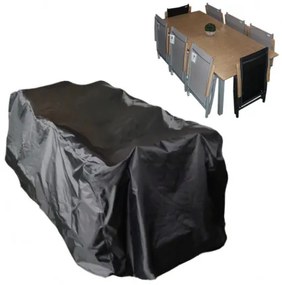 Czasza parasola ochronny na stół 220x100 cm + 6 do 8 rozkładanych krzeseł