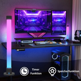 HOMCOM Zestaw 2 lamp LED, lampka stołowa z kontrolą przez aplikację i pilota, synchronizacja z muzyką, tryby kolorów, timer, biały