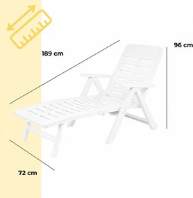 Leżak ogrodowy SMERALDO, 72x189x96cm, biały I.P.A.E-Progarden