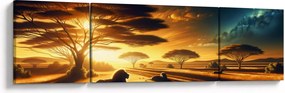 Obraz - Odpoczywające lwy (170x50 cm)