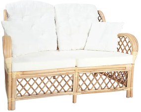 2-osobowa sofa rattanowa z lnianą tapicerką G5-D03