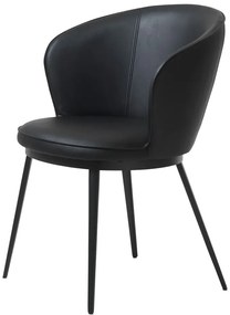 Czarne krzesło do jadalni z imitacji skóry Unique Furniture Gain Leath