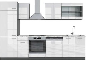 Aneks kuchenny biały wysoki połysk/antracyt 300x60x81.6 r-line