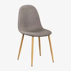 Zestaw 2 Krzeseł Do Jadalni Glamm Drewno Naturalne & Pościel Grey Taupe - Sklum