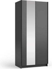 Szafa Przesuwna CERON 80 cm z Lustrem Szafa Dwudrzwiowa, Czarny