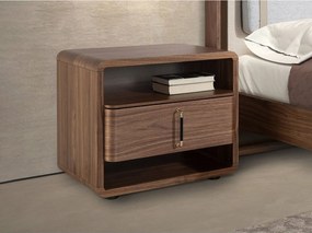 Stolik nocny z orzecha i czarnego PVC 7225 ANGEL CERDA