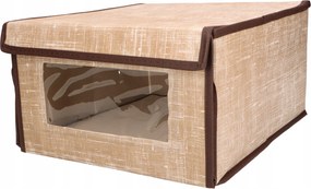 Organizer tekstylny Brązowy z oknem 34x29x19 cm pudełko do szafy domu biura