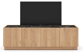 Czarno-naturalna szafka pod TV w dekorze dębu 160x48 cm Dione – Marckeric