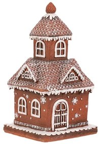 Dekoracja świąteczna Domek z piernika, polyresin, LED, brązowy