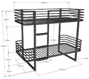 Białe metalowe piętrowe łóżko dziecięce ze stelażem 90x200 cm Oscar – Vipack