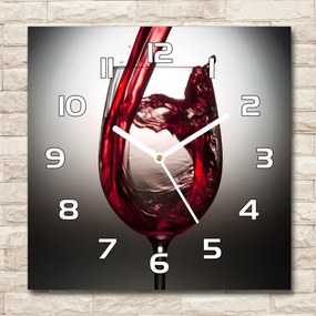 Zegar szklany kwadratowy Czerwone wino