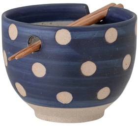 Niebieska kamionkowa miska z pałeczkami Bloomingville Masami, ø 13 cm