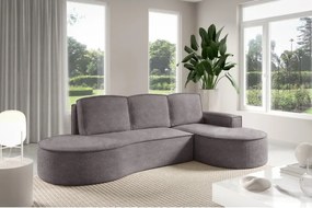 Narożnik MOLLY Prawostronny z funkcją spania, wolnostojący tkanina ABRIAMO 07 Szary