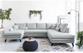Jasnoszara rozkładana sofa w kształcie litery "U" Miuform Charming Charlie, prawostronna
