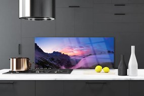 Panel Szklany do Kuchni Wschód Słońca w Zamglonych Szczytach