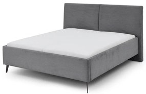 Szare tapicerowane łóżko dwuosobowe ze schowkiem ze stelażem 180x200 cm Lando – Meise Möbel