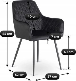Krzesło Tapicerowane do Jadalni BRESSO Czarne Welurowe Nowoczesne Loft