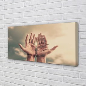 Duży obraz na płótnie Ręce Wzniesione ku Niebu i Krzyżowi