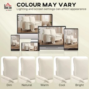 HOMCOM 146 cm dwuosobowa sofa, sofa z chenille, dwuwarstwowe tapicerowanie, poduszki sprężynowe, głębokie siedzisko, wysokie oparcie, kremowa | Aosom PL