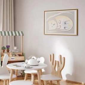 Plakat Śpiący kotek 90x60 cm z ramą złotą z marginesem ARTGEIST B