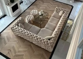 Nowoczesny tapicerowany narożnik Chesterfield Moet w stylu glamour z funkcją spania i pojemnikiem